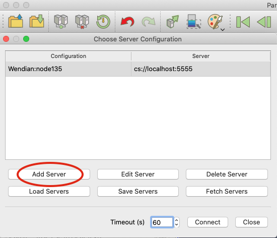 ParaView Choose Server Configuration - Add Server Button