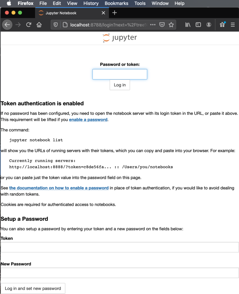 Jupyter Lab Login Screen